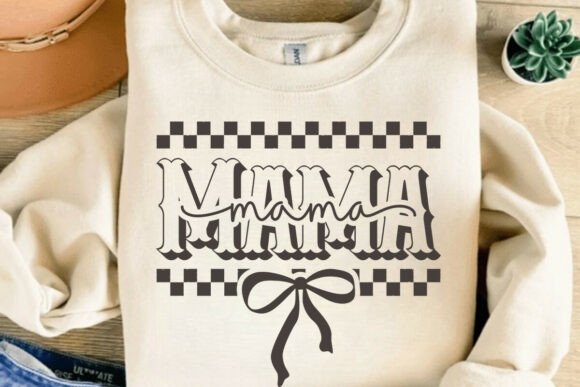 Mama Checkered Bow: Trendy Graphics for T-Shirt Designs